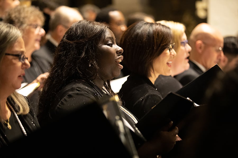 A Rollins students sings during a Bach Festival performance at Rollins College.